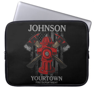 Funda Para Portátil NOMBRE DEL bombero Departamento de bomberos Bander