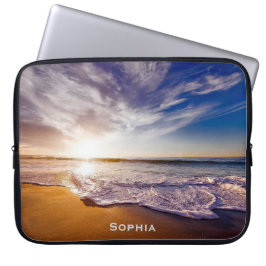 Funda Para Portátil Nombre del monograma de vacaciones de Ocean Beach