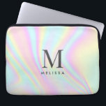 Funda Para Portátil Nombre del monograma holográfico<br><div class="desc">Colorido Holográfico Estético Personalizado Monograma Nombre Portátil Sleeve. Añadir su nombre,  monograma o iniciales.</div>