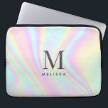 Funda Para Portátil Nombre del monograma holográfico<br><div class="desc">Colorido Holográfico Estético Personalizado Monograma Nombre Portátil Sleeve. Añadir su nombre,  monograma o iniciales.</div>