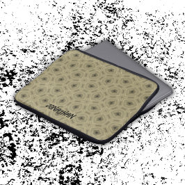 Funda Para Portátil Nombre del monograma Patrón negro y beige |