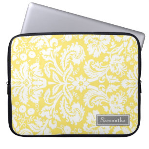 Funda Para Portátil Nombre del personalizado del damasco del limón de