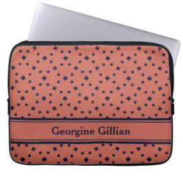 Funda Para Portátil nombre elegante rosa antiguo azul oscuro