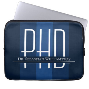Funda Para Portátil Nombre Graduación azul PhD