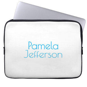 Funda Para Portátil Nombre moderno profesional azul y blanco minimalis