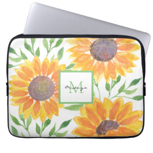 Funda Para Portátil Nombre Monograma Sunflower
