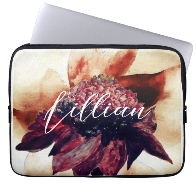 Funda Para Portátil Nombre Monogramado de Flor Caribeña Martinica (Frente)
