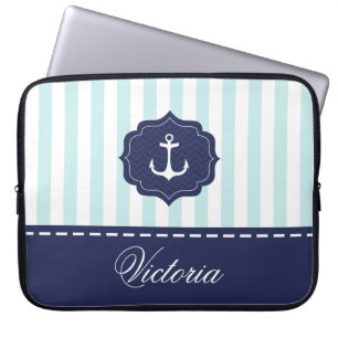 Funda Para Portátil Nombre náutico del personalizado del ancla de los