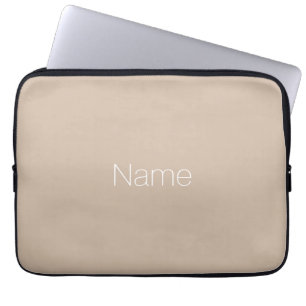 Funda Para Portátil Nombre o texto beige, tostado, neutro elegante
