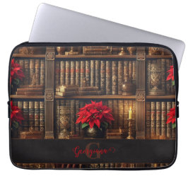 Funda Para Portátil Nombre personalizado Academia oscura Poinsettia es