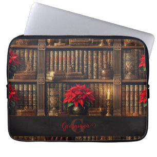 Funda Para Portátil Nombre personalizado Academia oscura Poinsettia es