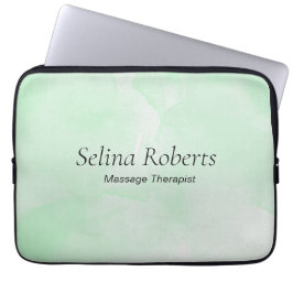 Funda Para Portátil Nombre personalizado acuarela verde