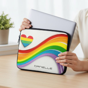 Funda Para Portátil Nombre Personalizado Arcoíris Orgullo LGBT Moderno