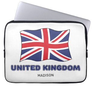 Funda Para Portátil Nombre personalizado Bandera de Reino Unido