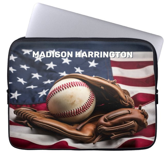 Funda Para Portátil Nombre personalizado Béisbol americano (Frente)