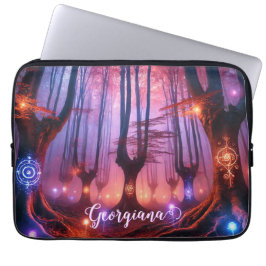 Funda Para Portátil Nombre personalizado Bosque de Whimsigoth con enca