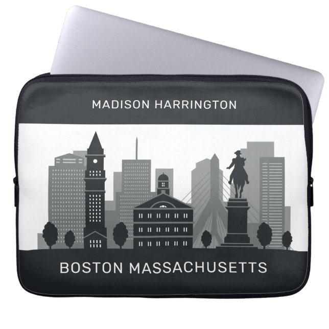 Funda Para Portátil Nombre personalizado Boston Massachusetts (Frente)