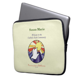 Funda Para Portátil Nombre personalizado, Círculo de la paloma RCIA so