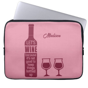 Funda Para Portátil Nombre personalizado Cita de vino divertida