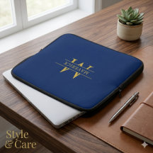 Nombre personalizado con elegante monograma azul m