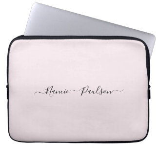 Funda Para Portátil Nombre personalizado de guión rosado Minimalista m