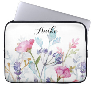 Funda Para Portátil nombre personalizado de la flor silvestre