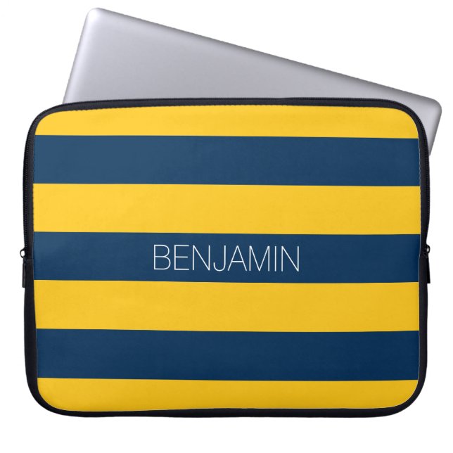 Funda Para Portátil Nombre personalizado de las franjas de rugby amari (Frente)