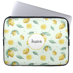 Funda Para Portátil Nombre personalizado de limones de color de agua