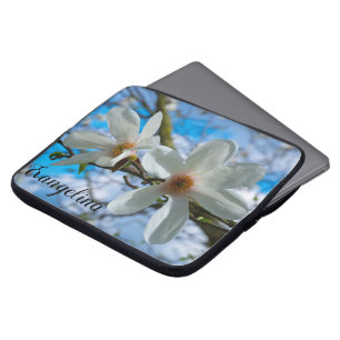 Funda Para Portátil Nombre personalizado de Super Spring Magnolia Blos