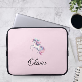 Funda Para Portátil Nombre personalizado de unicornio de color de agua