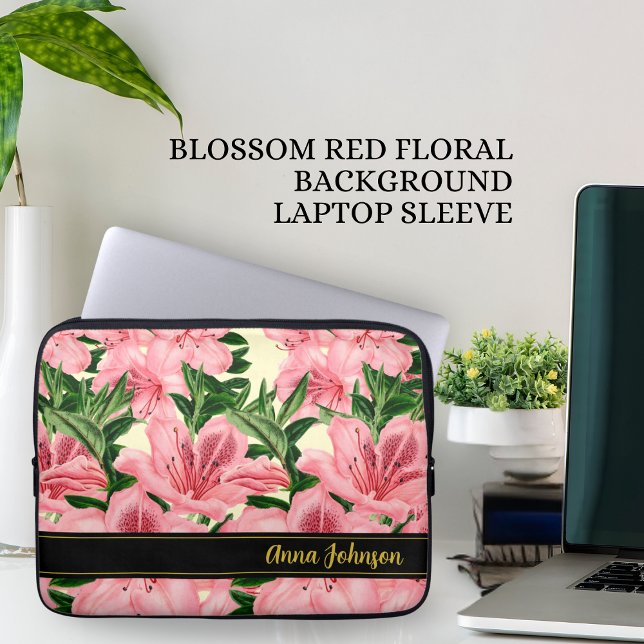 Funda Para Portátil Nombre personalizado del elegante patrón floral ro (Subido por el creador)