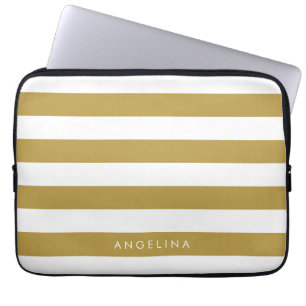 Funda Para Portátil Nombre personalizado del patrón rayado moderno dor