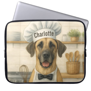 Funda Para Portátil Nombre Personalizado Divertido Chef Gran Danés Per