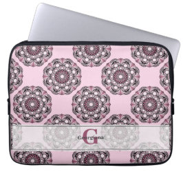 Funda Para Portátil Nombre personalizado Dusky Rosa Cherry Blossom Dot