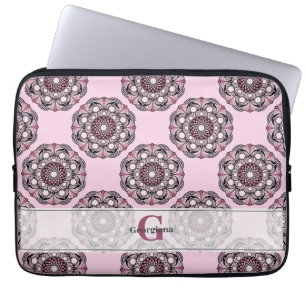 Funda Para Portátil Nombre personalizado Dusky Rosa Cherry Blossom Dot