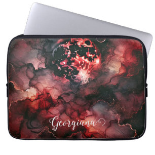 Funda Para Portátil Nombre personalizado Eerie Bloon Moon Halloween Al