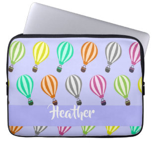 Funda Para Portátil Nombre personalizado globo de aire caliente azul