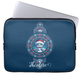 Funda Para Portátil Nombre personalizado Holiday Kawaii Oso Ornamental
