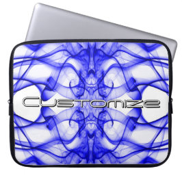 Funda Para Portátil Nombre personalizado humo azul simétrico blanco