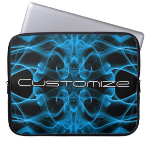 Funda Para Portátil Nombre personalizado humo azul simétrico negro