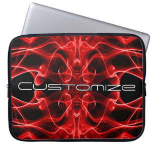Funda Para Portátil Nombre personalizado humo rojo simétrico negro