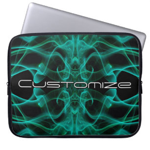 Funda Para Portátil Nombre personalizado humo verde simétrico negro