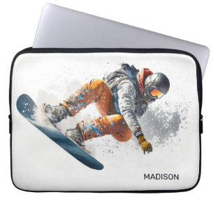 Funda Para Portátil Nombre personalizado Ilustracion Snowboarder