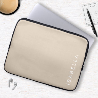 Funda Para Portátil Nombre personalizado minimo moderno de color beige