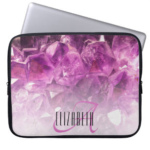 Funda Para Portátil Nombre personalizado Monograma Cristales de ormbre