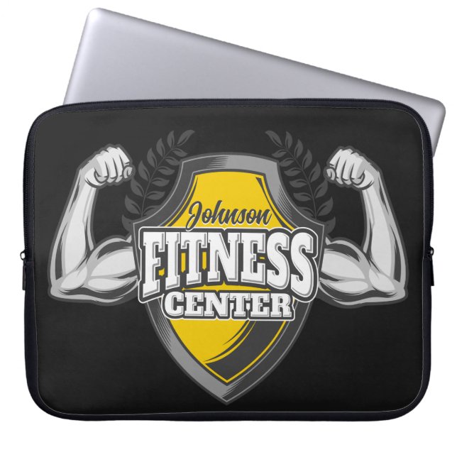 Funda Para Portátil NOMBRE Personalizado Músculo entrenador de fitness (Frente)
