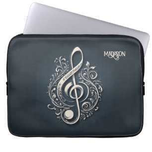 Funda Para Portátil Nombre personalizado Nota de limpieza musical