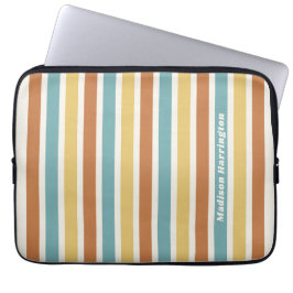Funda Para Portátil Nombre personalizado Patrón de rayas retro