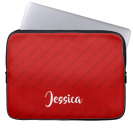 Funda Para Portátil Nombre personalizado plástico diagonal rojo textur
