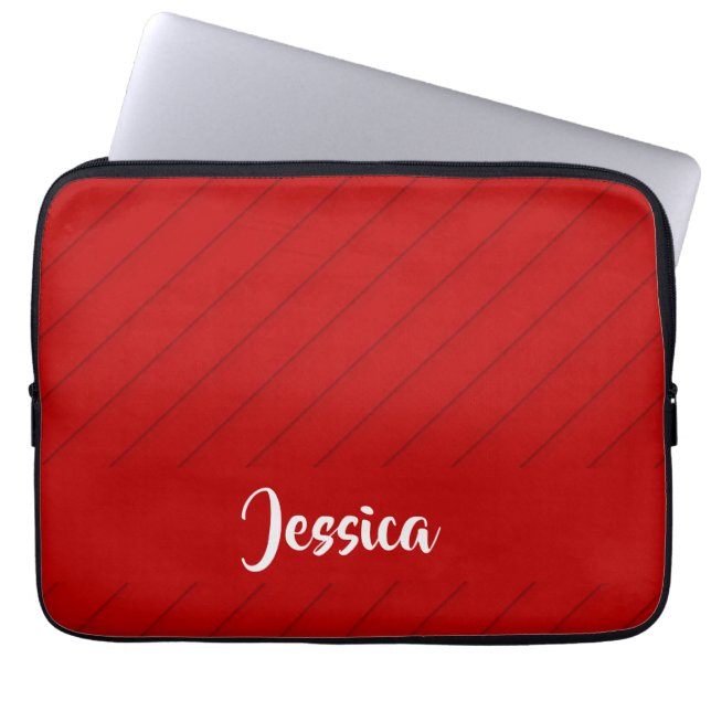 Funda Para Portátil Nombre personalizado plástico diagonal rojo textur (Frente)